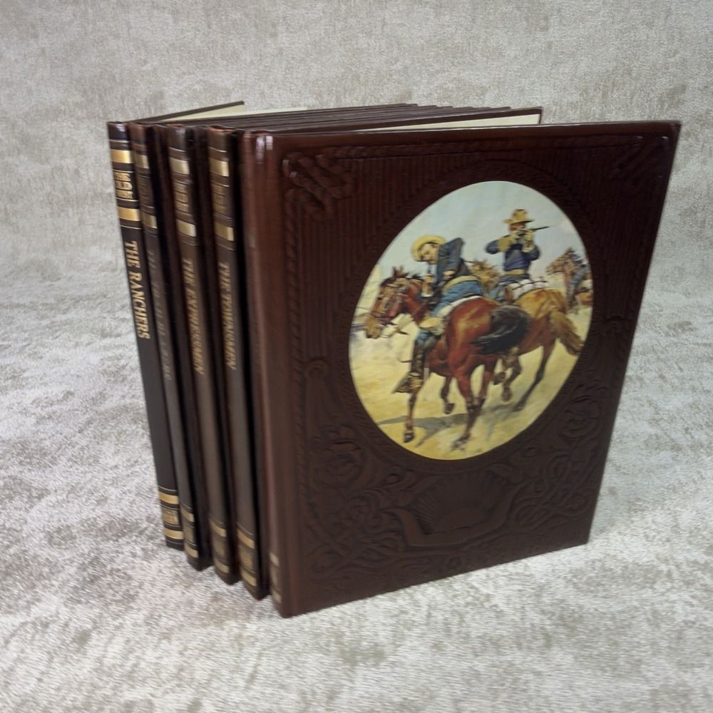 Lot of 5 Vintage TIME-LIFE The Old West Series Leather Hardcover Western Books